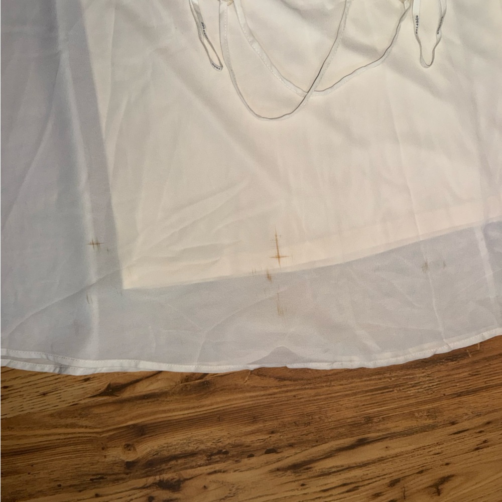 Soiėblu Cream White Lace Chemise with Spaghetti Straps maxi formal gown - Picture 4 of 4